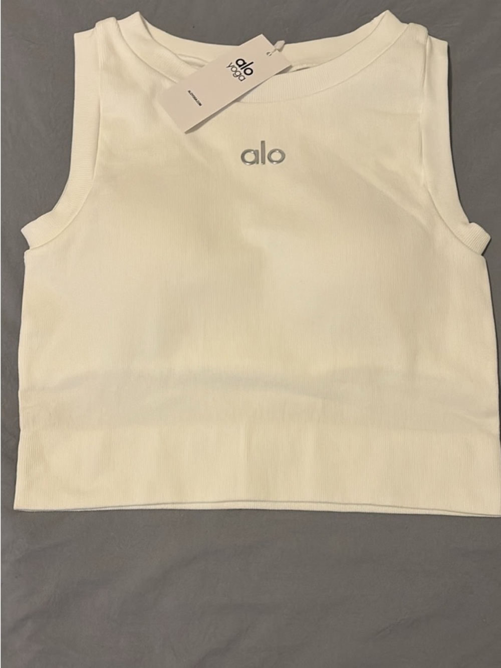 Yoga Cream Ribbed Logo Tank